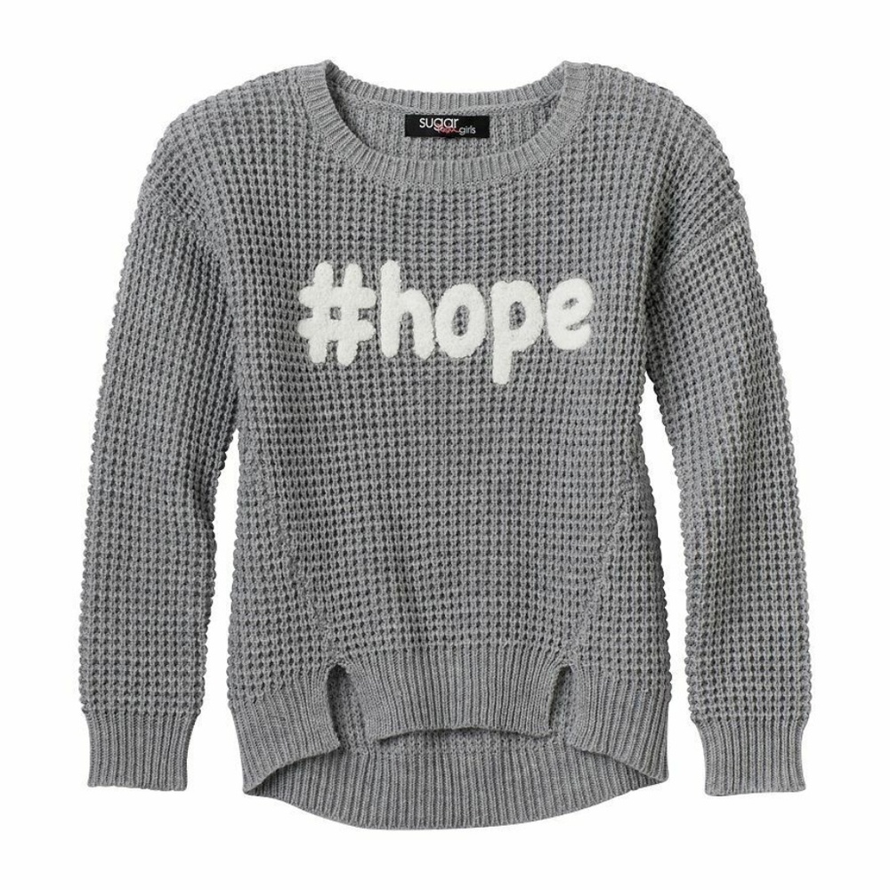Sugar Rush Gray #HOPE Chunky Sweater 10-12